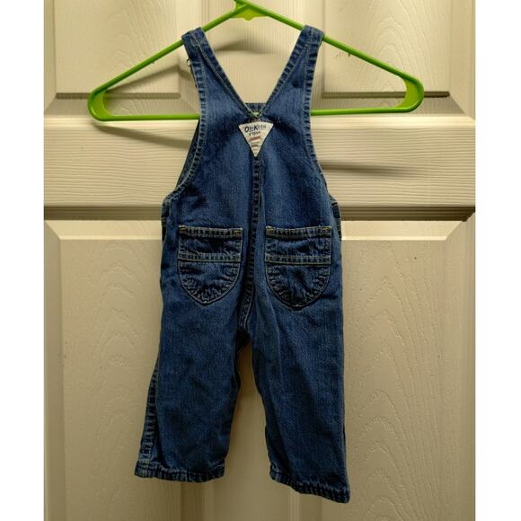 Vintage OshKosh B'Gosh Size 6-9 Mo Made in USA Baby Blue Denim Jean Overalls - Picture 2 of 7